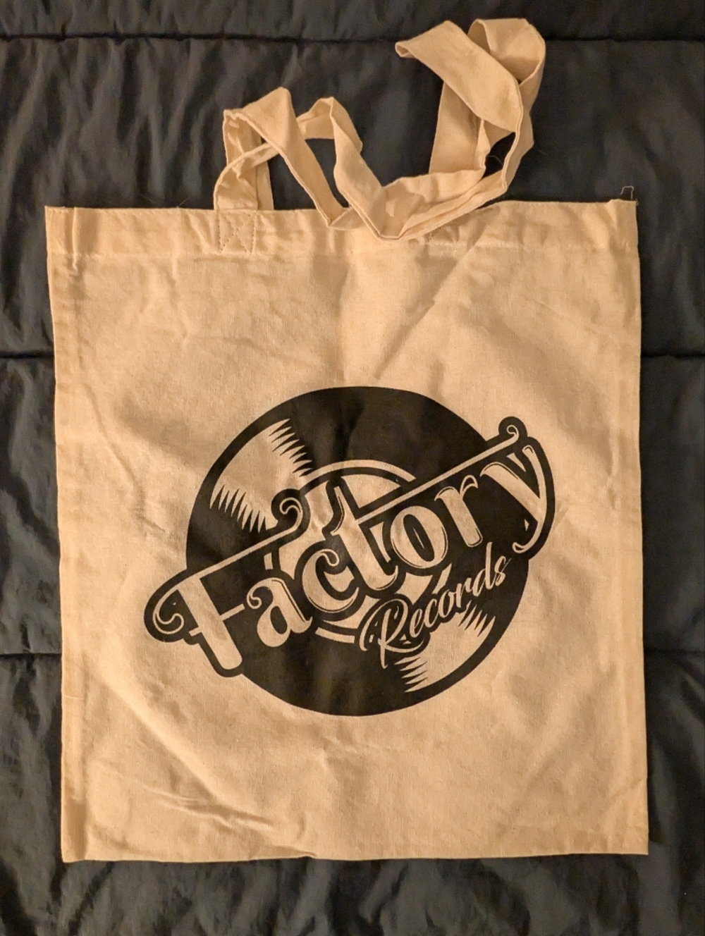 Factory Records Logo Canvas Tote - Natural with Black Print
